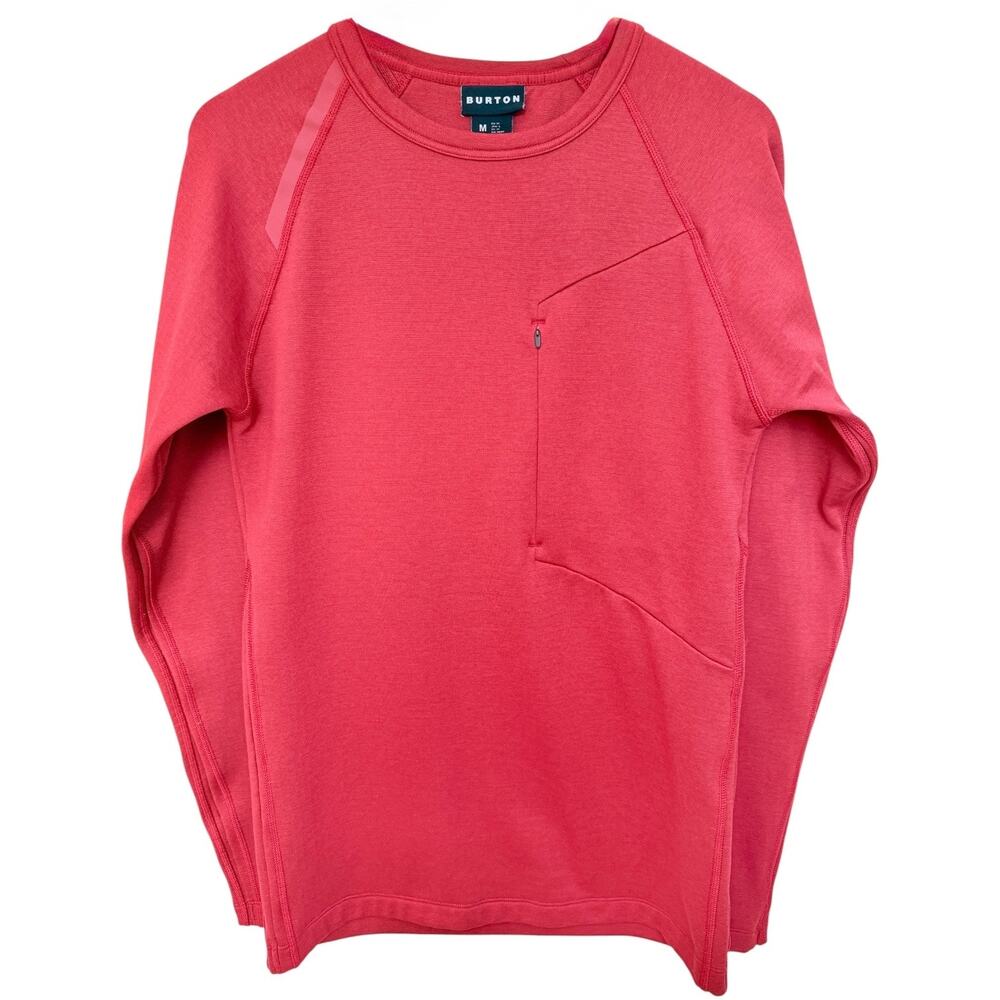 Burton Sweatshirt Mens Medium Red Crewneck Pullover Tech Pocket Outdoor